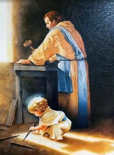 Joseph et Jésus, croix